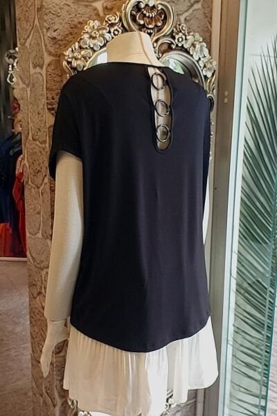 SIRTI HALKA DETAYLI BLUZ - L XL 2XL 3XL Bedenleriyle