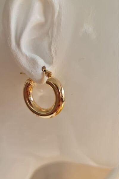 ÇAN by Z  Küpe - Gold Kalın Halka Küpe