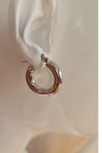 ÇAN by Z Küpe - Silver Kalın Halka Küpe
